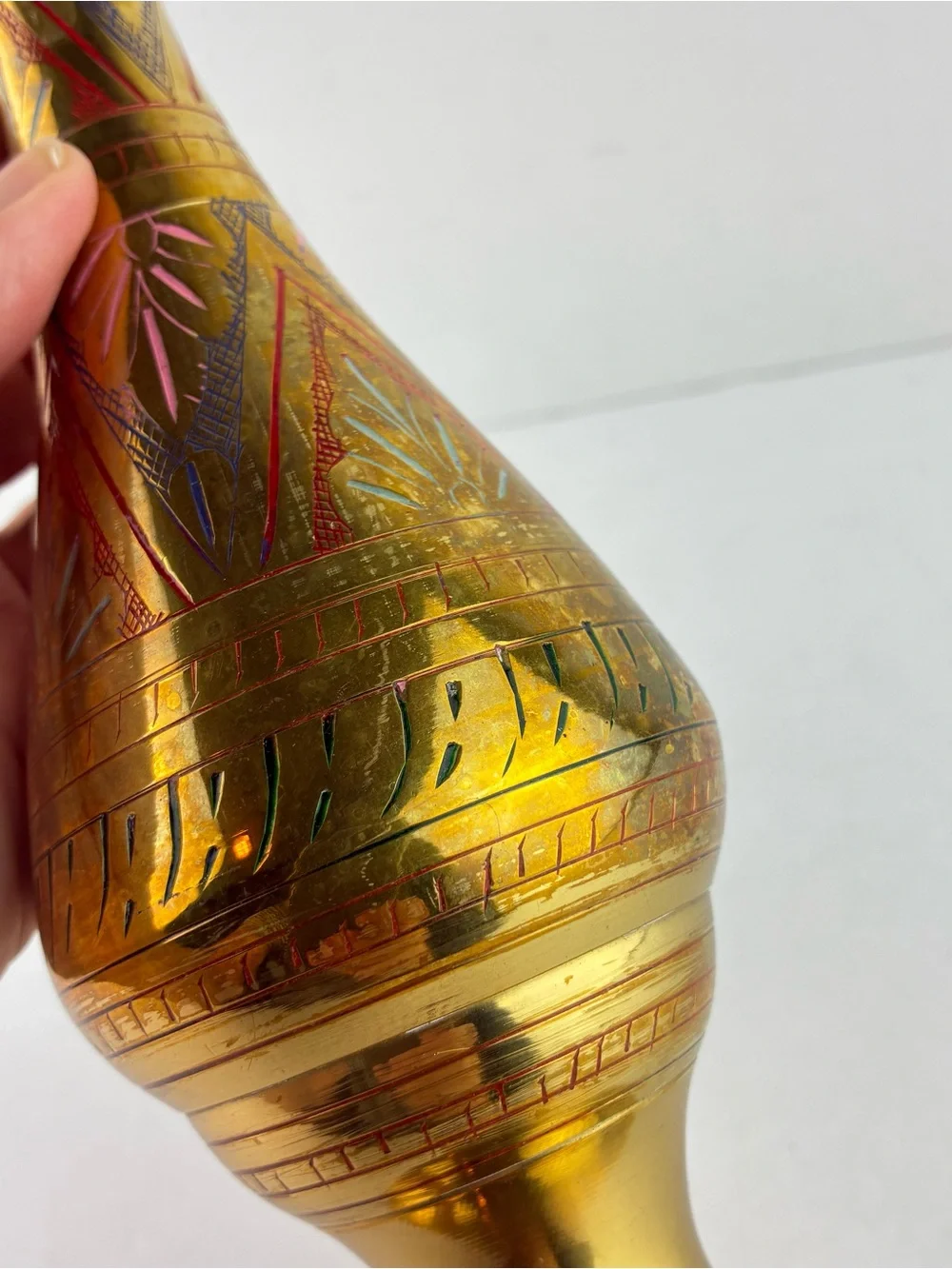Brass Hand Crafted Etched Brass Vase Made in India